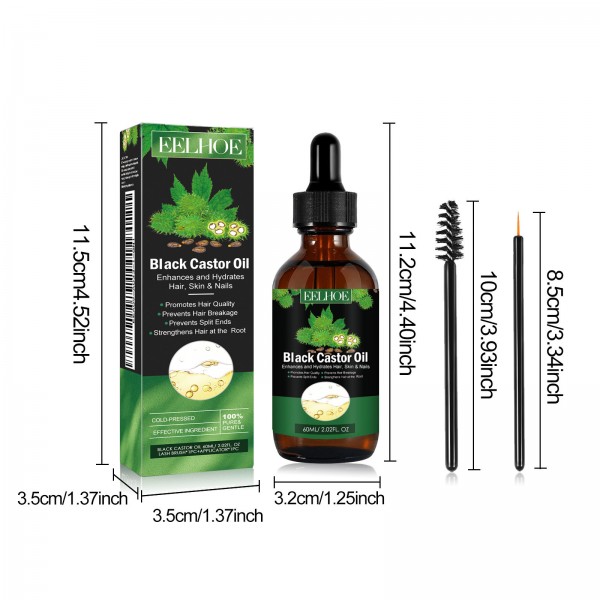 Олія для зміцнення волосся голови та вій Eelhoe Black Castor Oil, 60 мл Олія для зміцнення волосся голови та вій Eelhoe Black Castor Oil, 60 мл