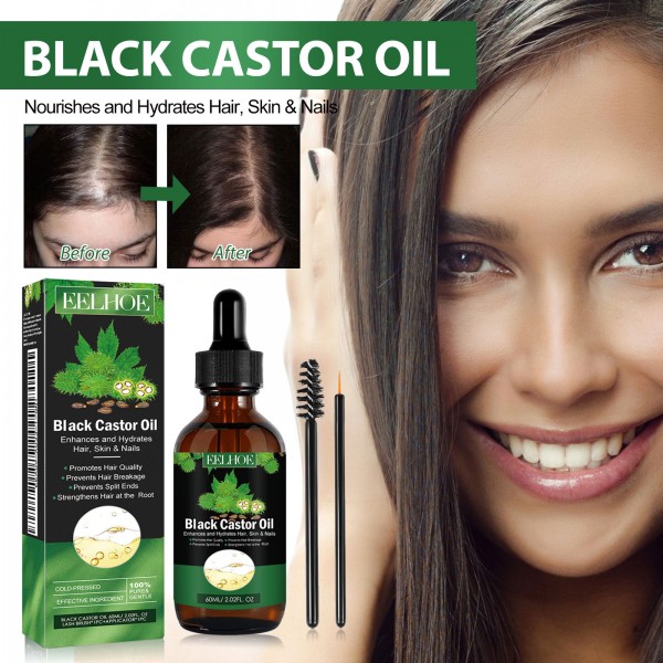 Олія для зміцнення волосся голови та вій Eelhoe Black Castor Oil, 60 мл Олія для зміцнення волосся голови та вій Eelhoe Black Castor Oil, 60 мл