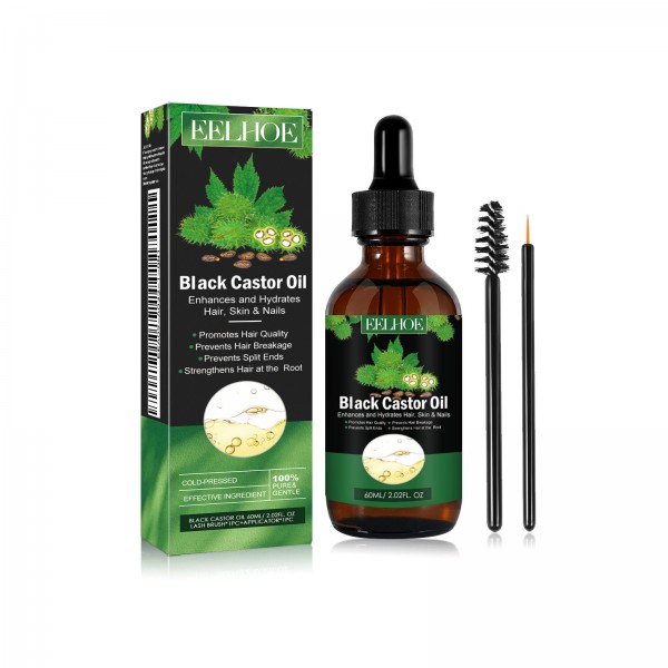 Олія для зміцнення волосся голови та вій Eelhoe Black Castor Oil, 60 мл