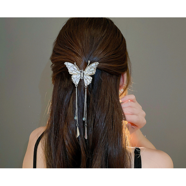Затискач для волосся "Butterfly Diamond", срібло