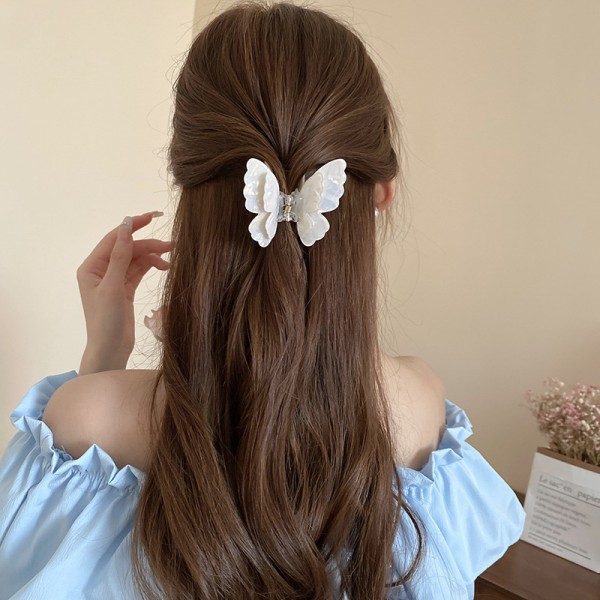 Затискач перламутровий для волосся "White Butterfly", білий