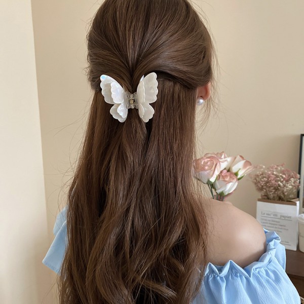 Затискач перламутровий для волосся "White Butterfly", білий