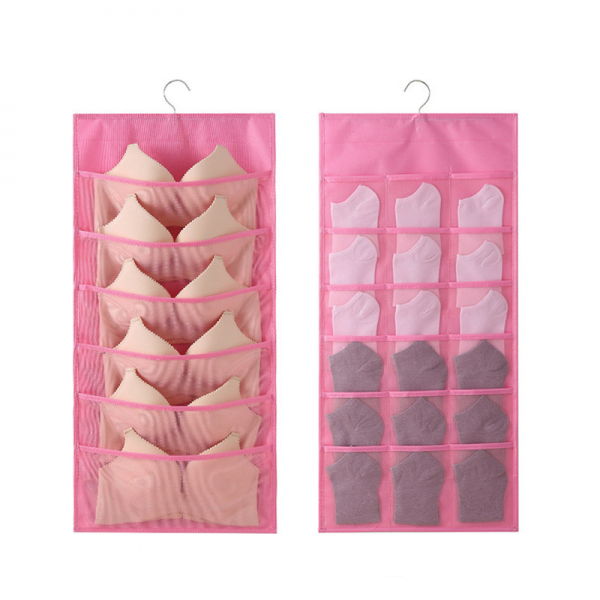 Підвісний органайзер для білизни, рожевий, 6 / 18 комірок, рожевий