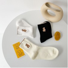 Носки хлопковые женские, с принтом мишки, разные цвета, 36-39