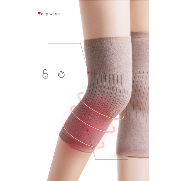 Бандаж на коліно з вовни, 1 пара, тілесний, 4 розміри Бандаж на коліно з вовни, 1 пара, тілесний, 4 розміри