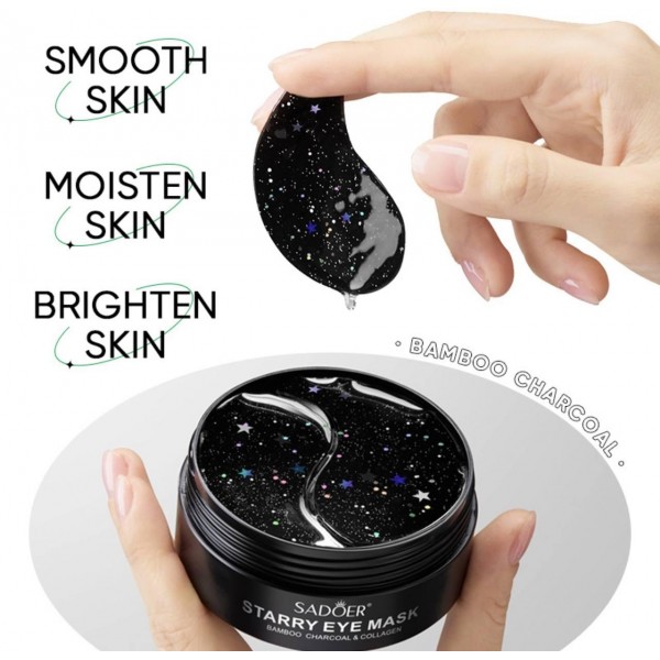 Патчі гідрогелеві SADOER Starry Eye Mask, з бамбуковим вугіллям, 60 шт