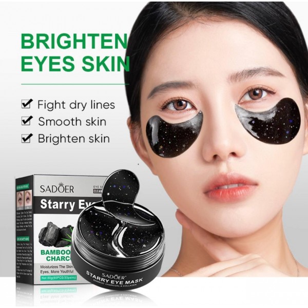 Патчі гідрогелеві SADOER Starry Eye Mask, з бамбуковим вугіллям, 60 шт