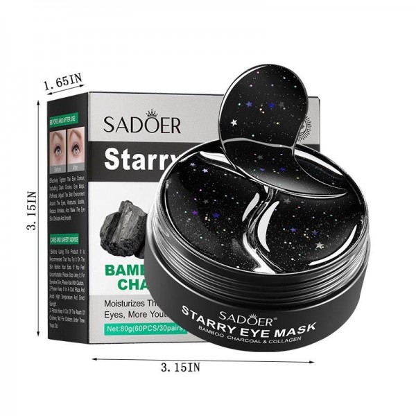Патчі гідрогелеві SADOER Starry Eye Mask, з бамбуковим вугіллям, 60 шт