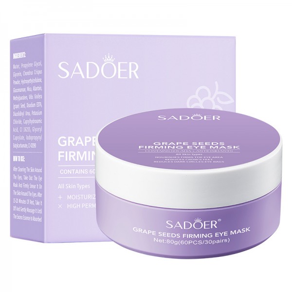 Патчі гідрогелеві SADOER Grape Seeds Firming Eye Mask, з виноградом, 60 шт