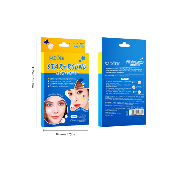 Патчі от акне у формі зірки SADOER Star+Round Acne Patch, 1х75 шт