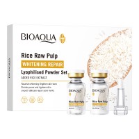 Подарунковий набір BIOAQUA Rice Raw Pulp Whitening Repair, з екстрактом рису, 12 ампул