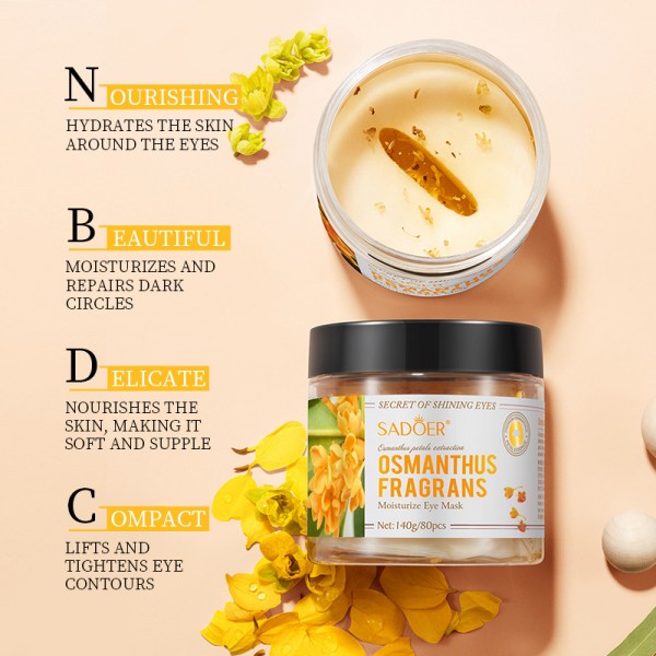 Патчи тканевые для кожи вокруг глаз с экстрактом цветков османтуса SADOER Osmanthus Fragrans Moisturize Eye Mask, 140 г Патчи тканевые для кожи вокруг глаз с экстрактом цветков османтуса SADOER Osmanthus Fragrans Moisturize Eye Mask, 140 г