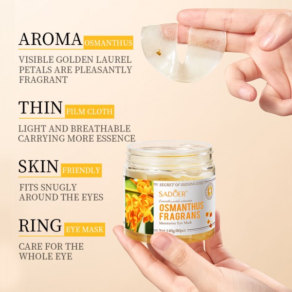 Патчи тканевые для кожи вокруг глаз с экстрактом цветков османтуса SADOER Osmanthus Fragrans Moisturize Eye Mask, 140 г Патчи тканевые для кожи вокруг глаз с экстрактом цветков османтуса SADOER Osmanthus Fragrans Moisturize Eye Mask, 140 г