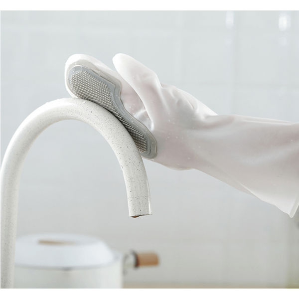 Рукавички силіконові для прибирання з щітками, темно сірі, пара