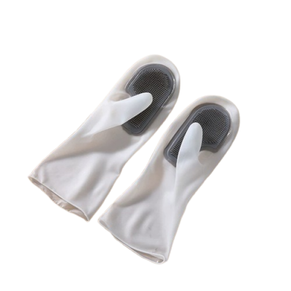 Рукавички силіконові для прибирання з щітками, темно сірі, пара