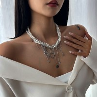 Чокер с жемчугом и сердечком "Galaxy of Pearls Necklace", серебро