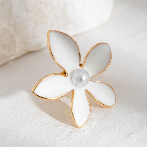 Каблучка "Pearl Petal Ring", золото
