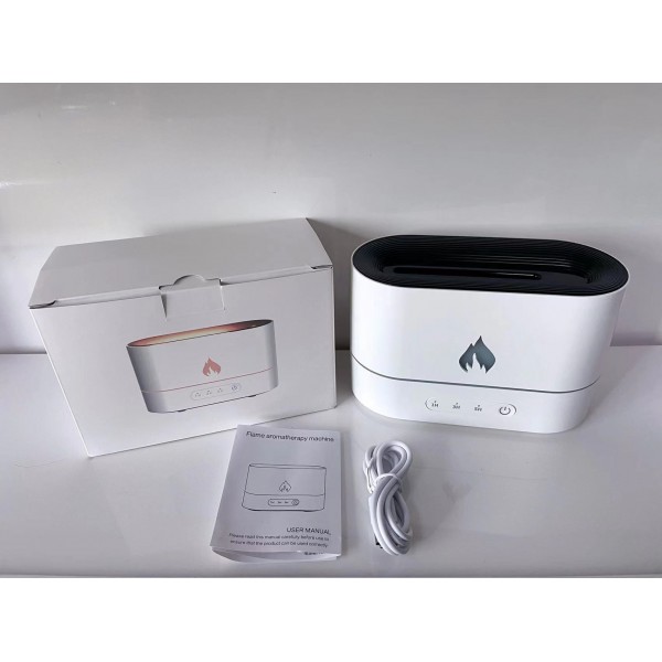Зволожувач ароматизатор повітря "Flame Mist Aroma Diffuser" з ефектом полум'я, білий