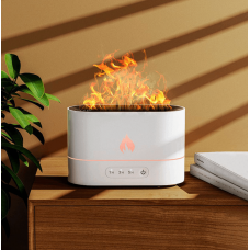 Зволожувач ароматизатор повітря "Flame Mist Aroma Diffuser" з ефектом полум'я, білий