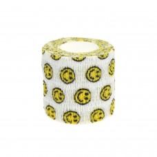 Эластичный бинт Coban 5 см, белый с желтым смайликом, фиксирующий, самозакрепляющий, бинт Кобан, самоклеящийся, аутоадгезионный бинт, 5 см х 4,5 м