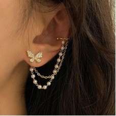 Сережки "Butterfly On A Chain", золото