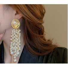 Сережки "Pearl Cascade", золото