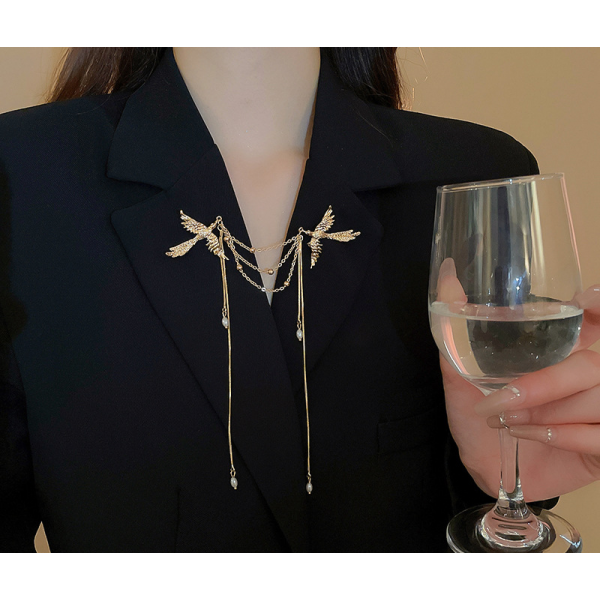 Брошка "Two Birds", золото/срібло