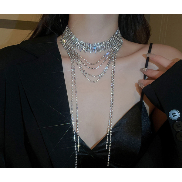 Ланцюжок "Rhinestone Layered", срібло