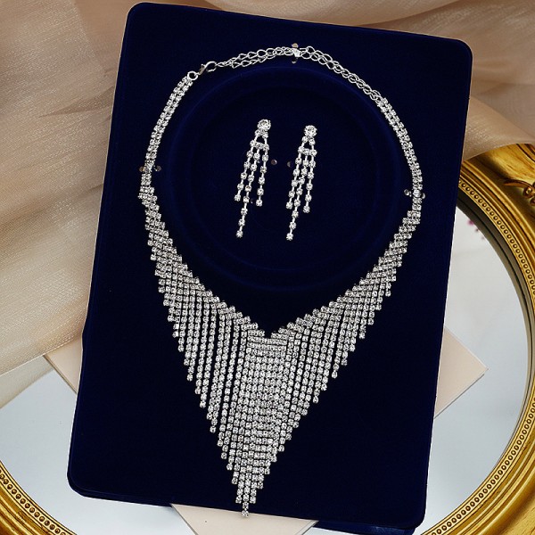 Набор: колье + серьги "Luxury Shine", серебро