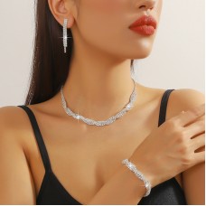 Набір: чокер + сережки + браслет "Royal Shine", срібло