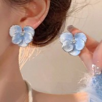Серьги "Porcelain Flowers", голубой и красный