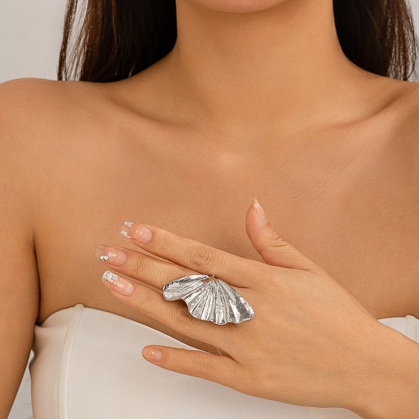 Кольцо"Ginkgo Leaf", золото/серебро