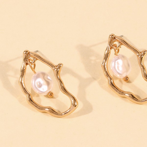 Сережки "Abstract Pearl Drop", золото