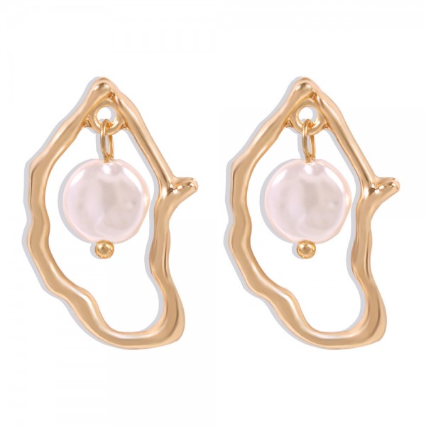 Сережки "Abstract Pearl Drop", золото