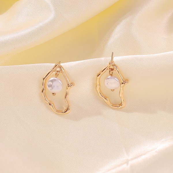 Сережки "Abstract Pearl Drop", золото