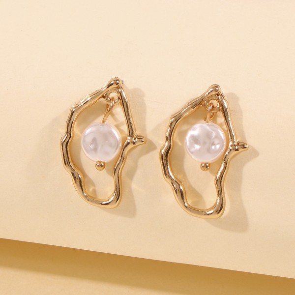 Сережки "Abstract Pearl Drop", золото