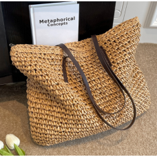 Сумка солом'яна жіноча, сумка жіноча на плече, 3 кольори, 42х36х4 см