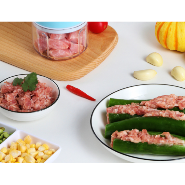 Подрібнювач кухонний, портативна міні м'ясорубка, зелена, 400 мл