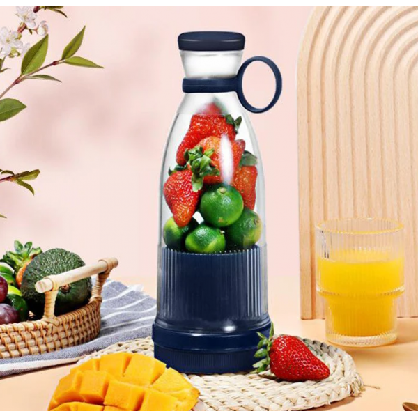 Пляшка - блендер портативна, пляшка для приготування смузі, синя, 300 мл
