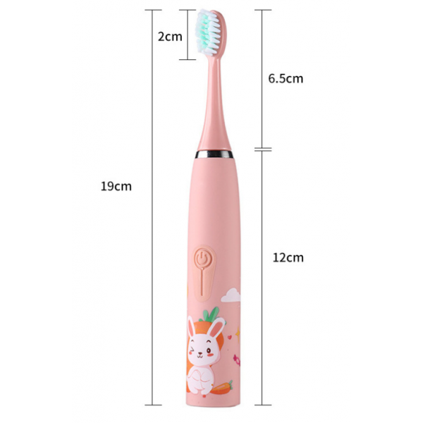Щітка зубна електрична дитяча, водонепроникна дитяча зубна щітка акумуляторна, рожева
