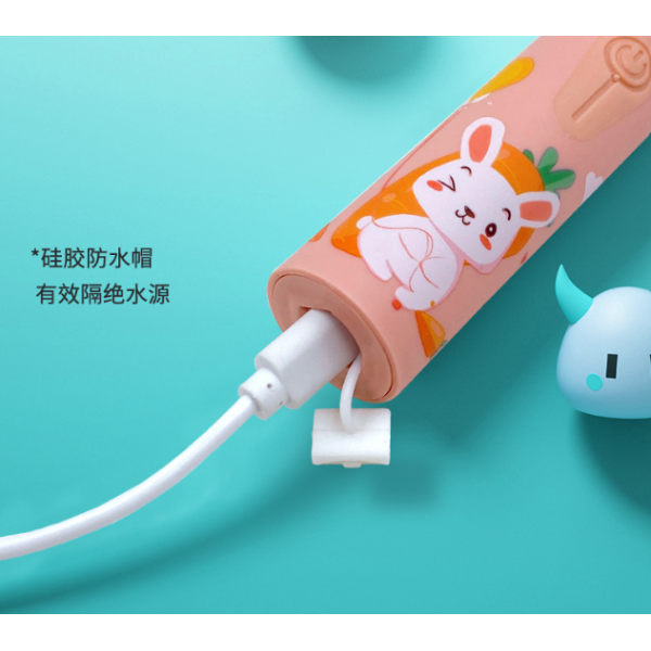 Щітка зубна електрична дитяча, водонепроникна дитяча зубна щітка акумуляторна, рожева