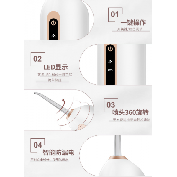 Іригатор для ротової порожнини, портативний з 2 насадками, 230 мл Іригатор для ротової порожнини, портативний з 2 насадками, 230 мл