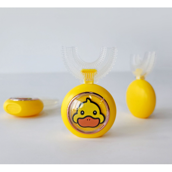 Набір дитяча зубна щітка - капа + зубна паста-мус "Duck", 2 - 12 років, жовта Набір дитяча зубна щітка - капа + зубна паста-мус "Duck", 2 - 12 років, жовта