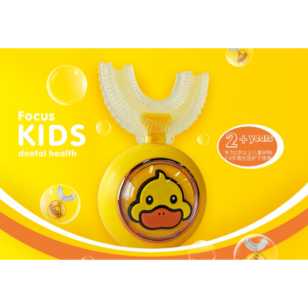 Набір дитяча зубна щітка - капа + зубна паста-мус "Duck", 2 - 12 років, жовта Набір дитяча зубна щітка - капа + зубна паста-мус "Duck", 2 - 12 років, жовта