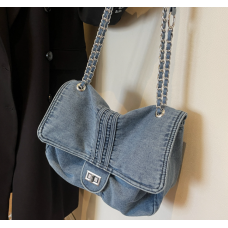 Сумка жіноча джинсова, сумка джинсова на плече, блакитна, 32х22х12 см