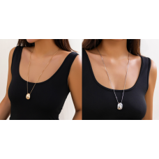 Ланцюжок на шию "Perfect Gloss" у вигляді краплі, золото, срібло, 70 см