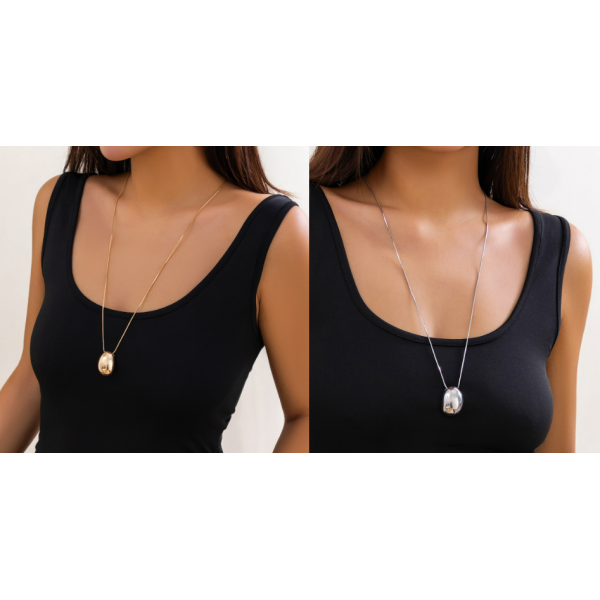 Ланцюжок на шию "Perfect Gloss" у вигляді краплі, золото, срібло, 70 см
