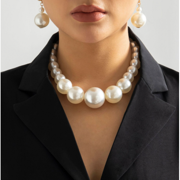 Набір: ланцюжок + браслет + сережки з перлами, 1 шт Набір: ланцюжок + браслет + сережки з перлами, 1 шт