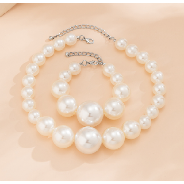 Набір: ланцюжок + браслет + сережки з перлами, 1 шт Набір: ланцюжок + браслет + сережки з перлами, 1 шт