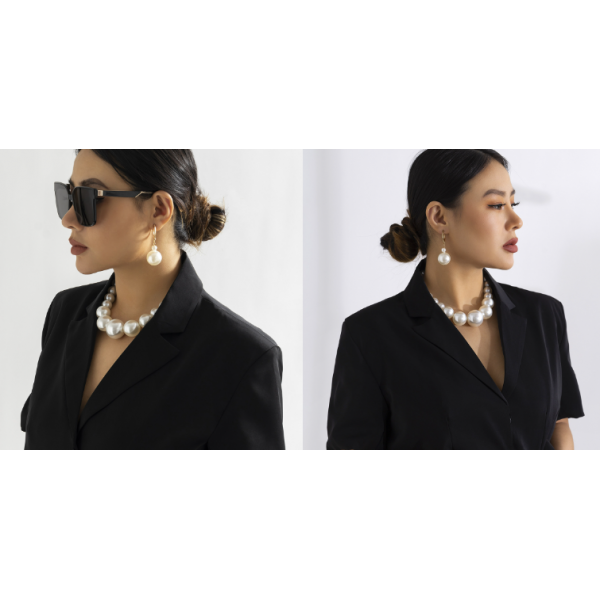 Набір: ланцюжок + браслет + сережки з перлами, 1 шт Набір: ланцюжок + браслет + сережки з перлами, 1 шт